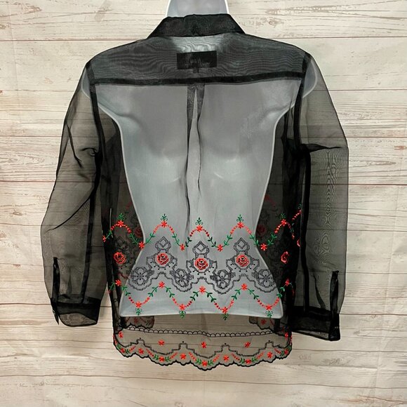 Comme des Garcons sheer floral embroidered blouse - Picture 2 of 5